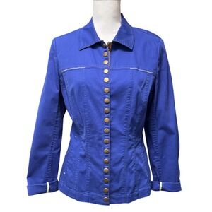 209 Royal Blue Snap Front Utility Jacket Size 8 Military structured